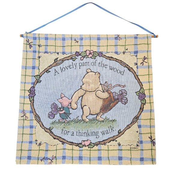 Winnie The Pooh Wall Tapestry Hanging Crown Crafts Piglet Yellow USA Made 27" - Picture 9 of 9